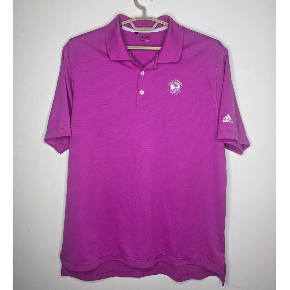 Adidas pink purple short sleeve polo shirt with Pebble Beach logo - XL